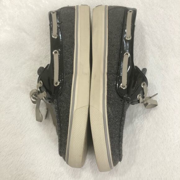 Sperry Gray Wool Patent Leather Top-Sider Size 7.5 - Picture 4 of 7